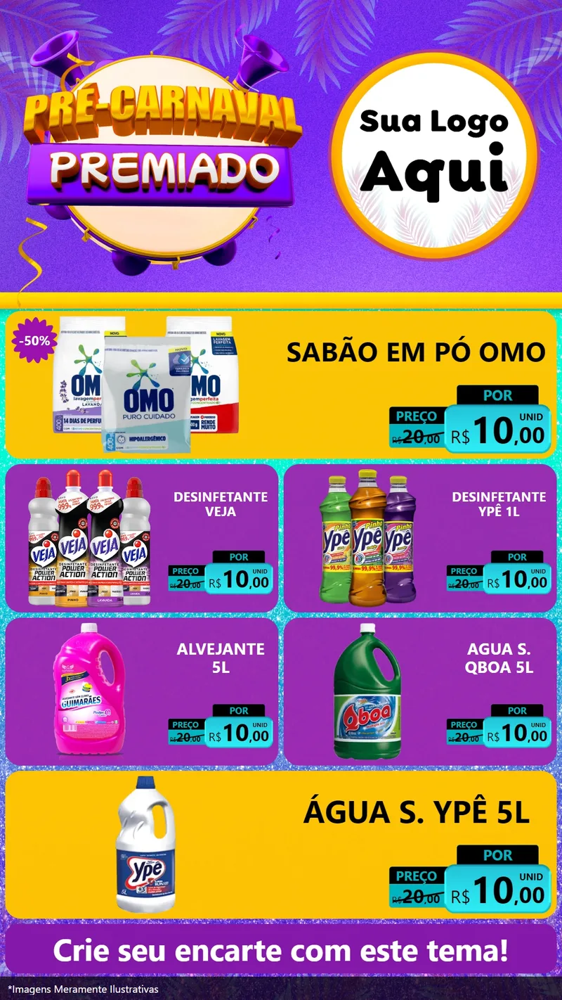 Modelo de TV para TV Vertical com o tema Pré-Carnaval Premiado para Produtos de Limpeza