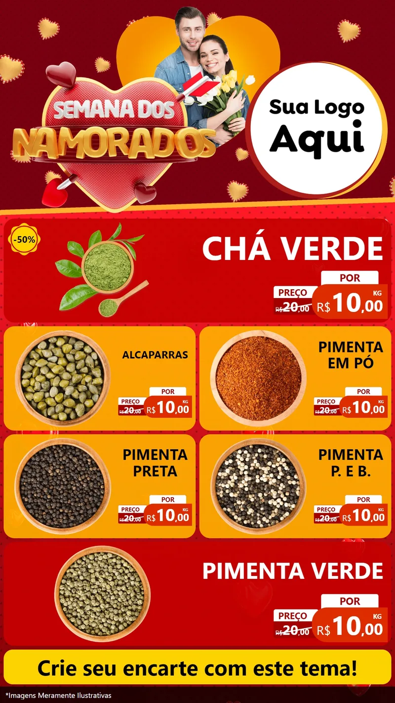 Modelo de TV para TV Vertical com o tema Semana dos Namorados para Produtos Naturais