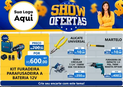 Modelo de Encarte para Encarte A4 Horizontal com o tema Show de Ofertas para Maquinas e Ferramentas