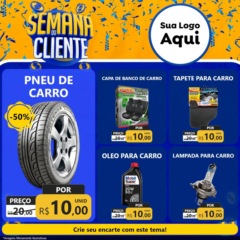 Modelo de Rede Social para Feed Facebook com o tema Semana do Cliente para Auto peças