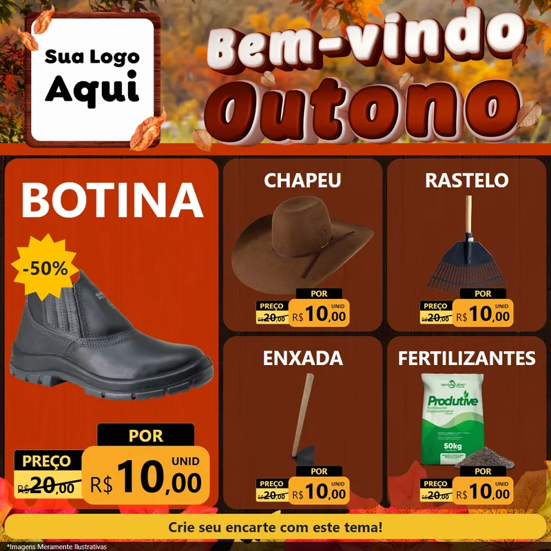 Modelo de Rede Social para Feed Facebook com o tema Bem-vindo Outono para Agropecuária
