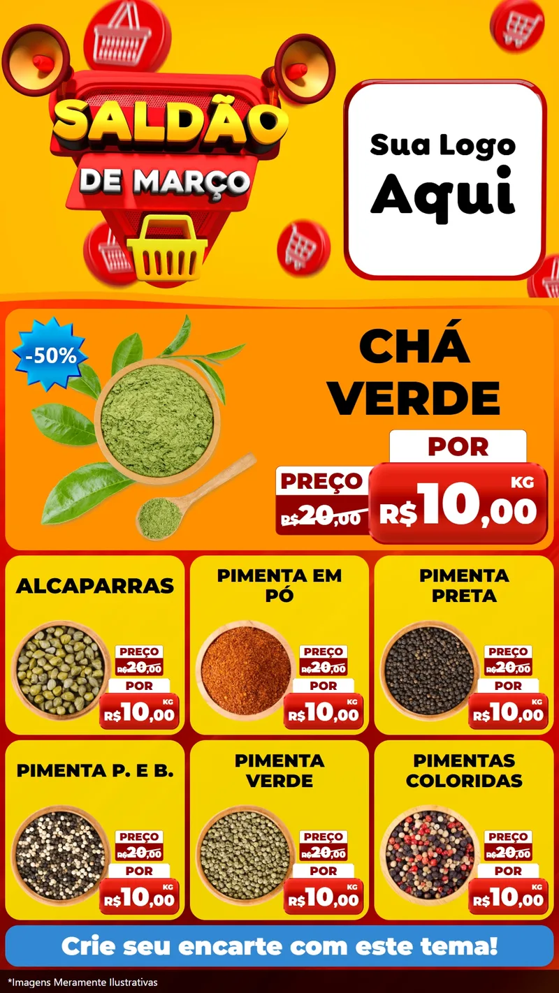 Modelo de Rede Social para Stories com o tema Saldão de Março para Produtos Naturais