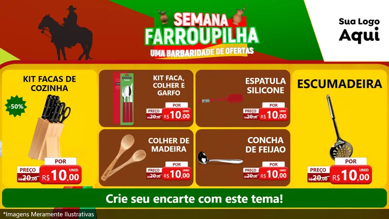 Modelo de TV para TV Horizontal com o tema Semana Farroupilha - Uma Barbaridade de Ofertas para Utilidades Domésticas