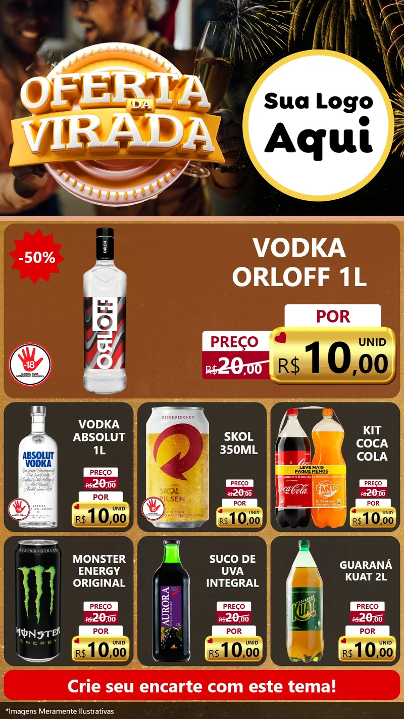 Modelo de Rede Social para Stories com o tema Oferta da Virada para Distribuidora de bebidas