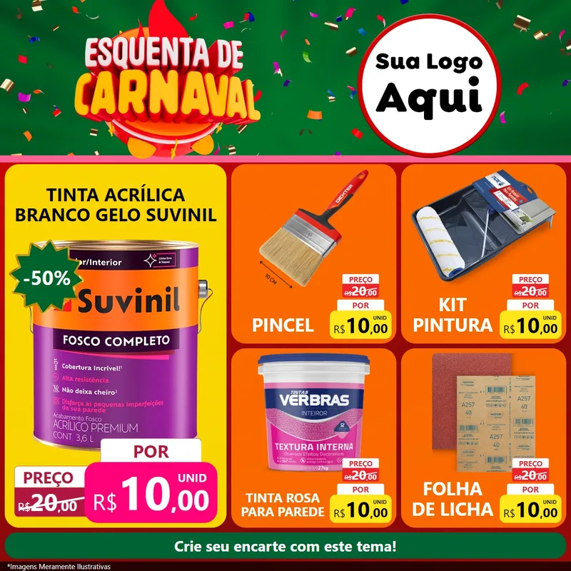 Modelo de Rede Social para Feed Facebook com o tema Esquenta de Carnaval para Tintas e Ferramentas