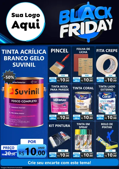 Modelo de Encarte para Encarte A4 Vertical com o tema Black Friday para Tintas e Ferramentas