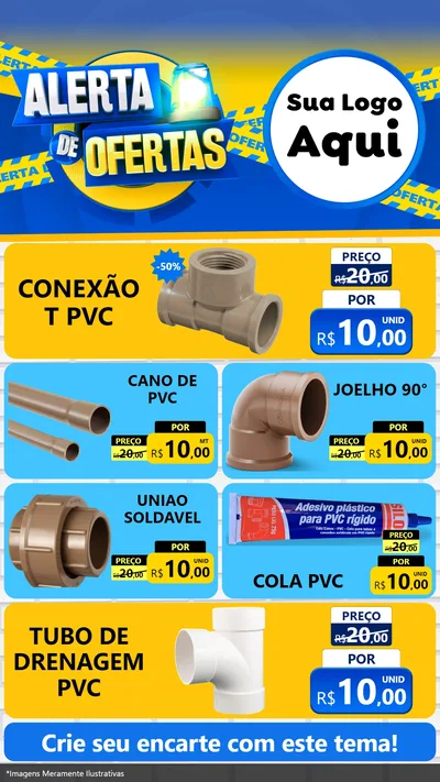 Modelo de TV para TV Vertical com o tema Alerta de Ofertas para Tubos e conexões