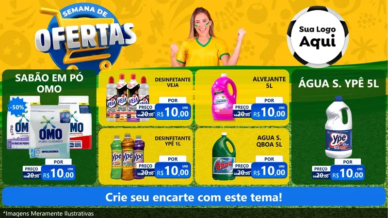 Modelo de TV para TV Horizontal com o tema Semana de Ofertas - Copa para Produtos de Limpeza