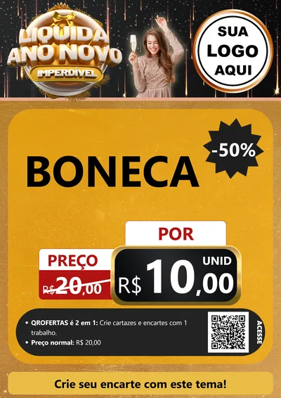 Modelo de Cartaz para Cartaz A4 Vertical com o tema Liquida Ano Novo Imperdível para Brinquedos
