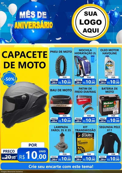 Modelo de Encarte para Encarte A4 Vertical com o tema Mês de Aniversário para Moto peças
