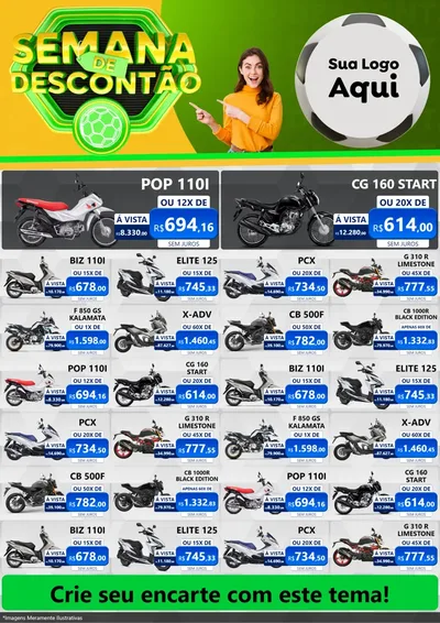 Modelo de Encarte para Encarte A4 Vertical com o tema Semana de Descontão - Copa para Concessionaria de Motos