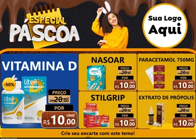 Modelo de Encarte para Encarte A4 Horizontal com o tema Especial Páscoa para Farmácia