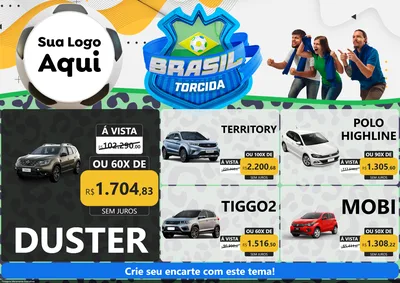 Modelo de Encarte para Encarte A4 Horizontal com o tema Brasil Torcida - Copa para Concessionaria de Carros