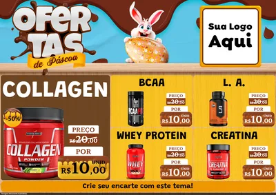Modelo de Encarte para Encarte A4 Horizontal com o tema Ofertas de Páscoa para Suplementos alimentares