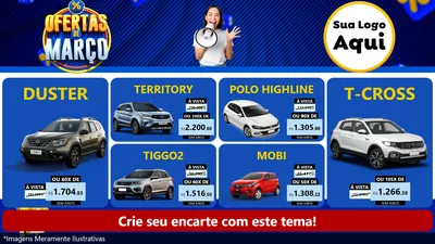 Modelo de TV para TV Horizontal com o tema Ofertas de Março para Concessionaria de Carros