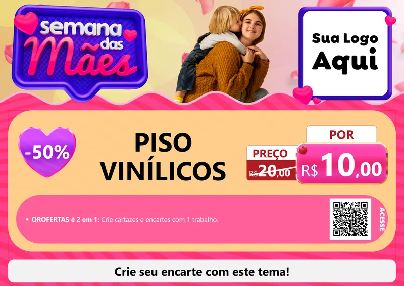 Modelo de Cartaz para Cartaz A4 Horizontal com o tema Semana das Mães para Material para Construção