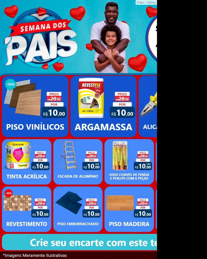Modelo de Rede Social para Feed Instagram com o tema Semana Dos Pais para Material para Construção