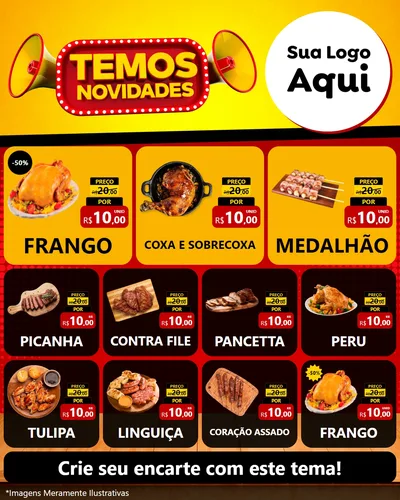 Modelo de Rede Social para Feed Instagram com o tema Temos Novidades para Assados