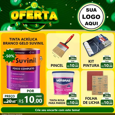 Modelo de Rede Social para Feed Facebook com o tema Oferta para Tintas e Ferramentas