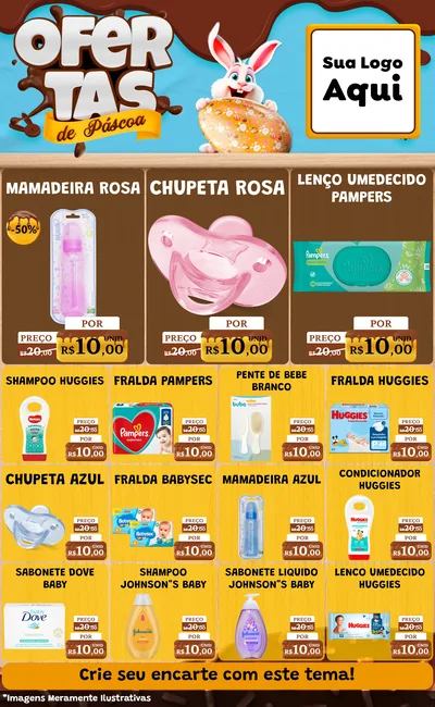 Modelo de Encarte para Encarte Grande com o tema Ofertas de Páscoa para Bebês