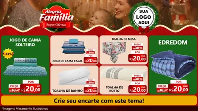 Modelo de TV para TV Horizontal com o tema Alegria Em Família - Super Ofertas para Cama, Mesa e Banho