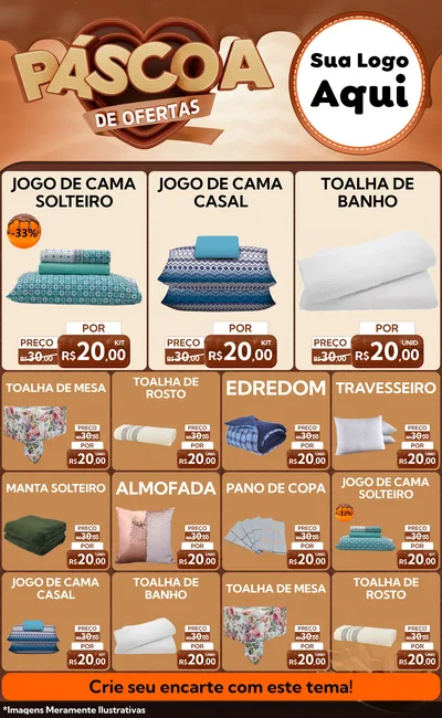 Modelo de Encarte para Encarte Grande com o tema Páscoa de Ofertas para Cama, Mesa e Banho