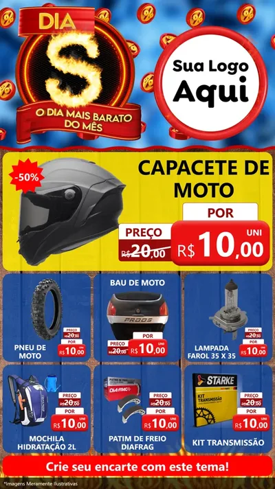 Modelo de Rede Social para Stories com o tema Dia S - O Dia Mais Barato Do Mês para Moto peças