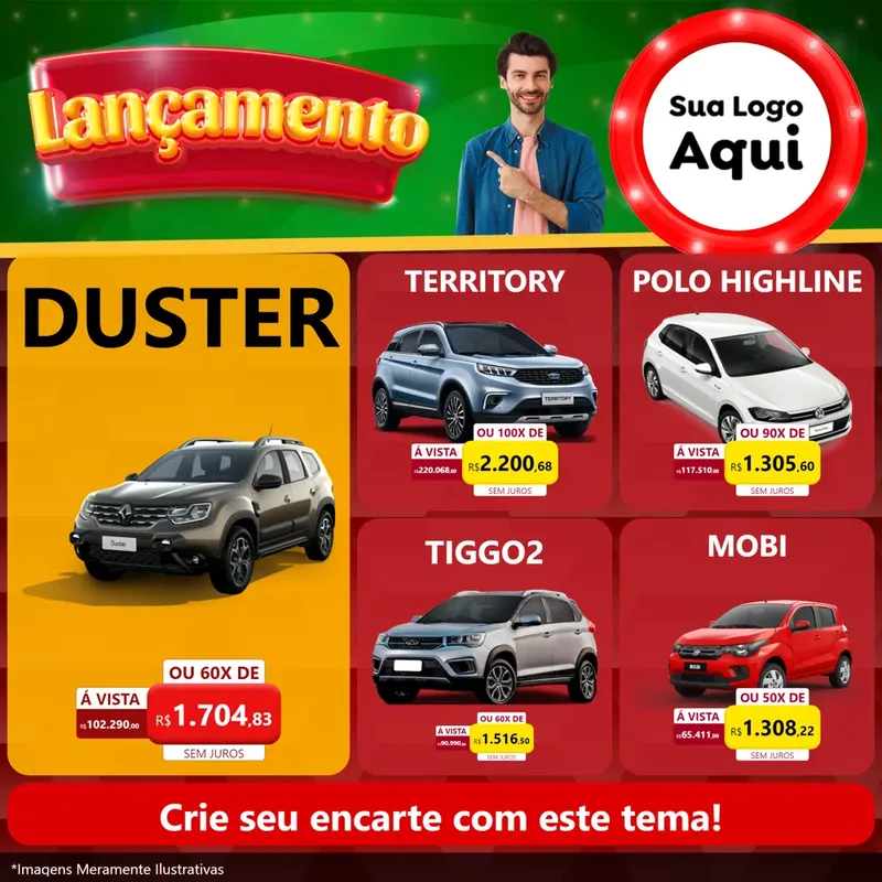 Modelo de Rede Social para Feed Facebook com o tema Lançamento para Concessionaria de Carros