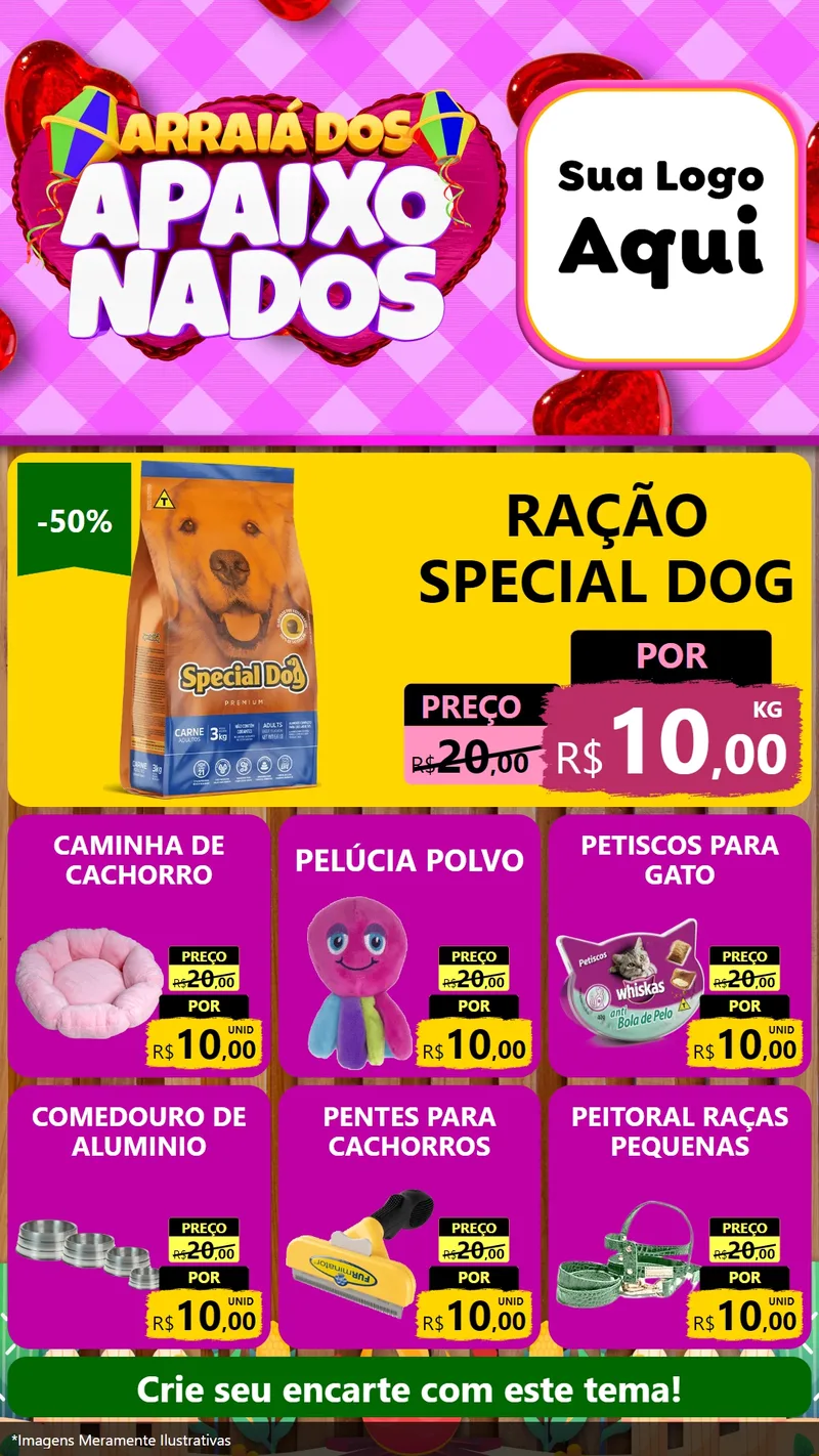 Modelo de Rede Social para Stories com o tema Arraiá dos Apaixonados para Pet Shop