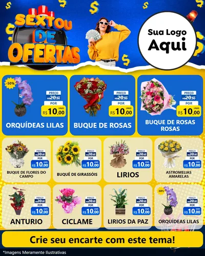 Modelo de Rede Social para Feed Instagram com o tema Sextou de Ofertas para Floricultura e jardim