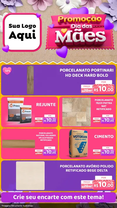 Modelo de TV para TV Vertical com o tema Promoção Dia das Mães para Pisos e revestimentos