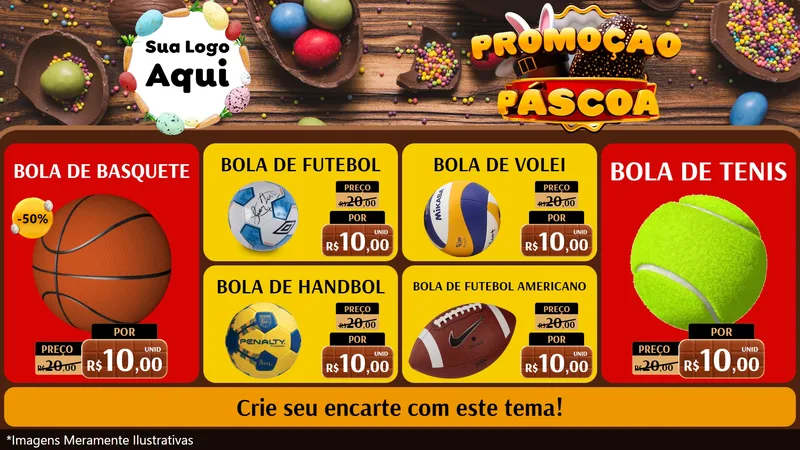 Modelo de TV para TV Horizontal com o tema Promoção Páscoa para Artigos Esportivos