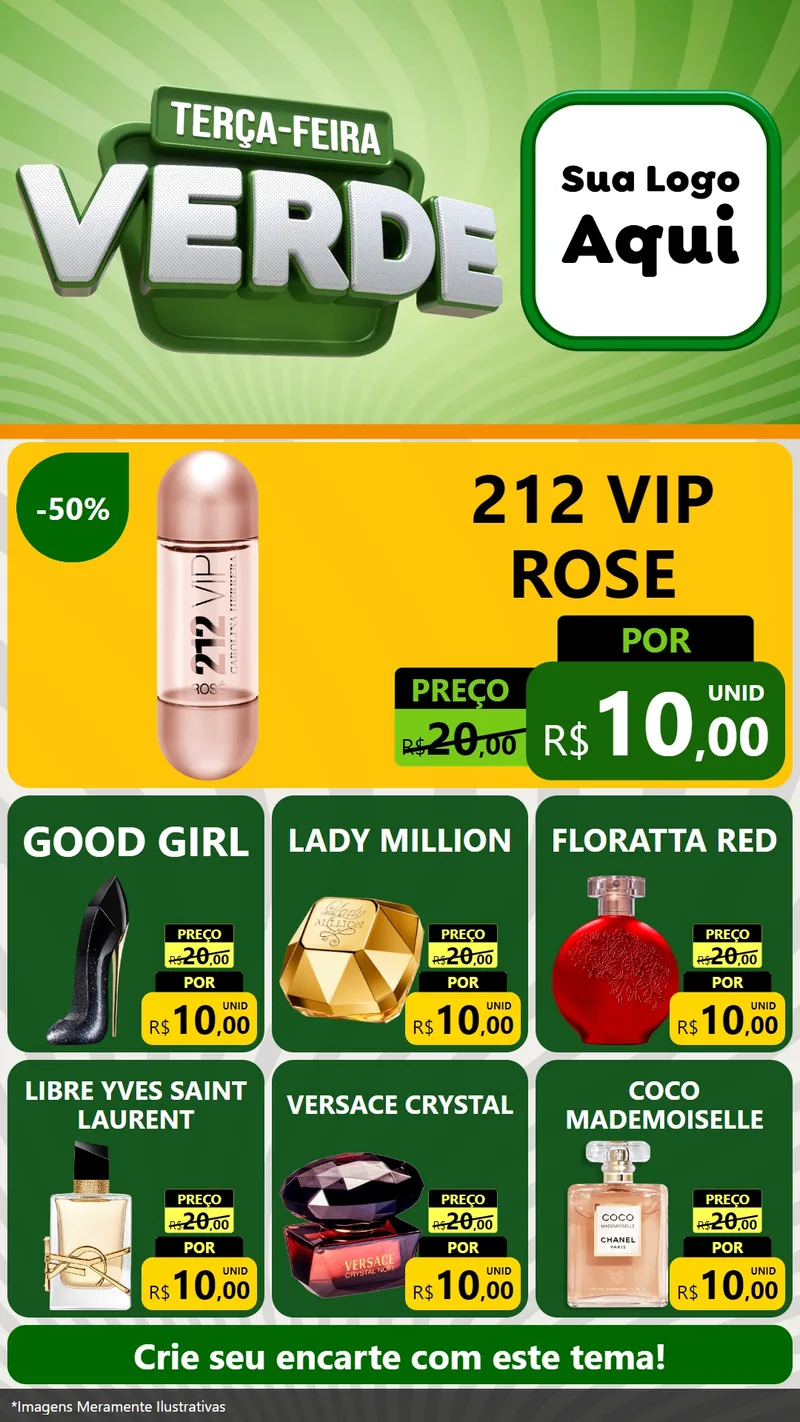 Modelo de Rede Social para Stories com o tema Terça - Feira Verde para Perfumes