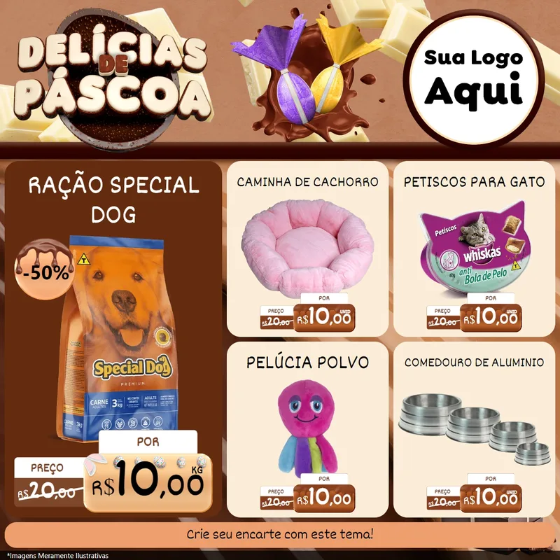 Modelo de Rede Social para Feed Facebook com o tema Delícias de Páscoa para Pet Shop