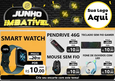 Modelo de Encarte para Encarte A4 Horizontal com o tema Junho Imbatível para Informática