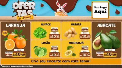 Modelo de TV para TV Horizontal com o tema Ofertas de Páscoa para Hortifrúti