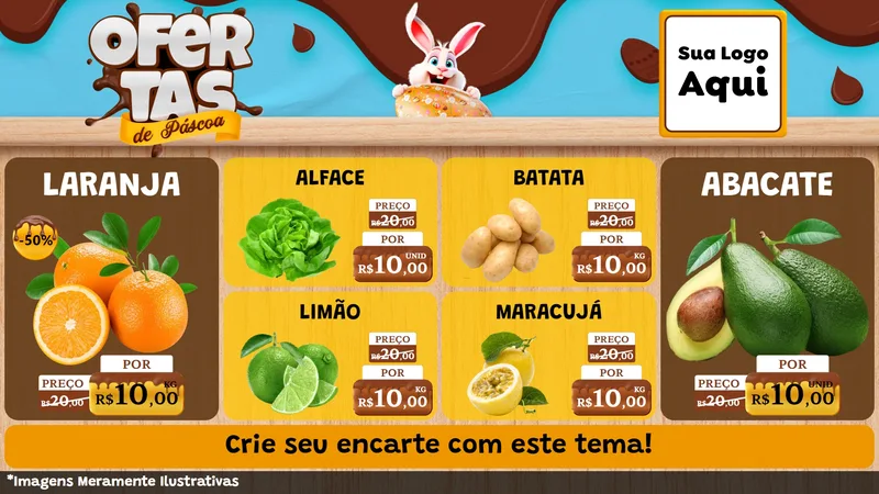 Modelo de TV para TV Horizontal com o tema Ofertas de Páscoa para Hortifrúti