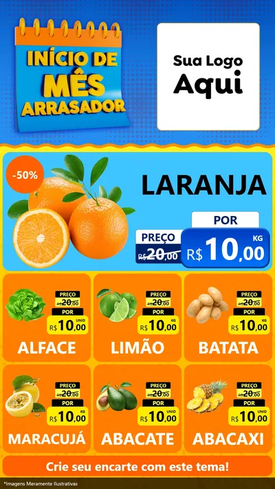 Modelo de Rede Social para Stories com o tema Início de Mês Arrasador para Hortifrúti