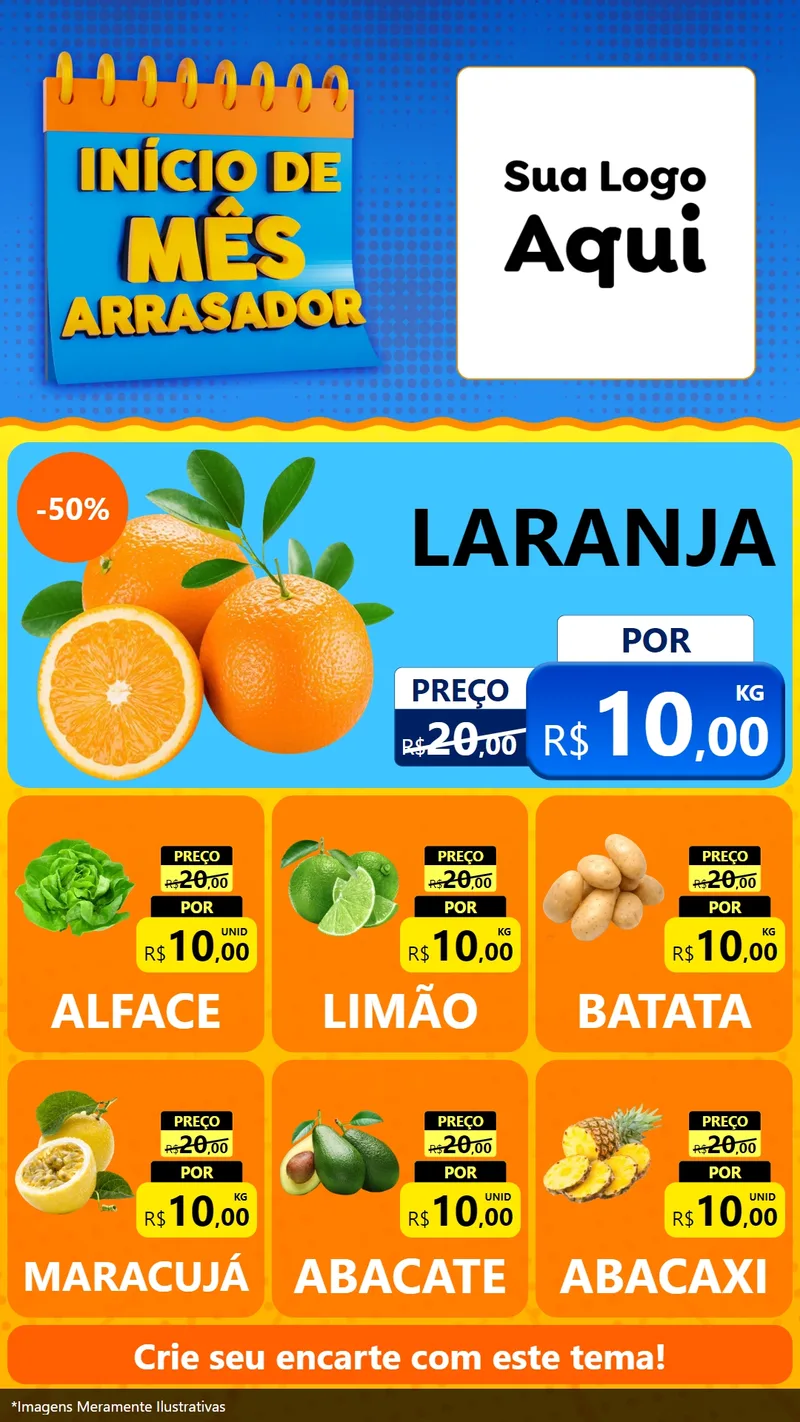 Modelo de Rede Social para Stories com o tema Início de Mês Arrasador para Hortifrúti