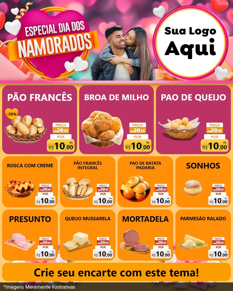 Modelo de Rede Social para Feed Instagram com o tema Especial Dia dos Namorados para Padaria