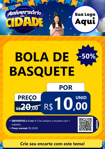 Modelo de Cartaz para Cartaz A4 Vertical com o tema Aniversário da Cidade para Artigos Esportivos