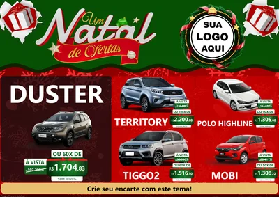 Modelo de Encarte para Encarte A4 Horizontal com o tema Um Natal de Ofertas para Concessionaria de Carros