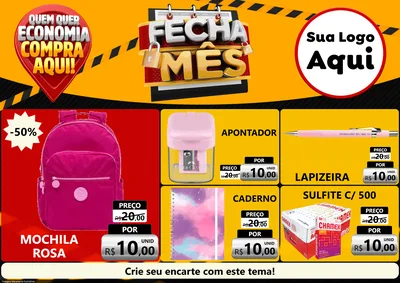 Modelo de Encarte para Encarte A4 Horizontal com o tema Fecha Mês para Papelaria