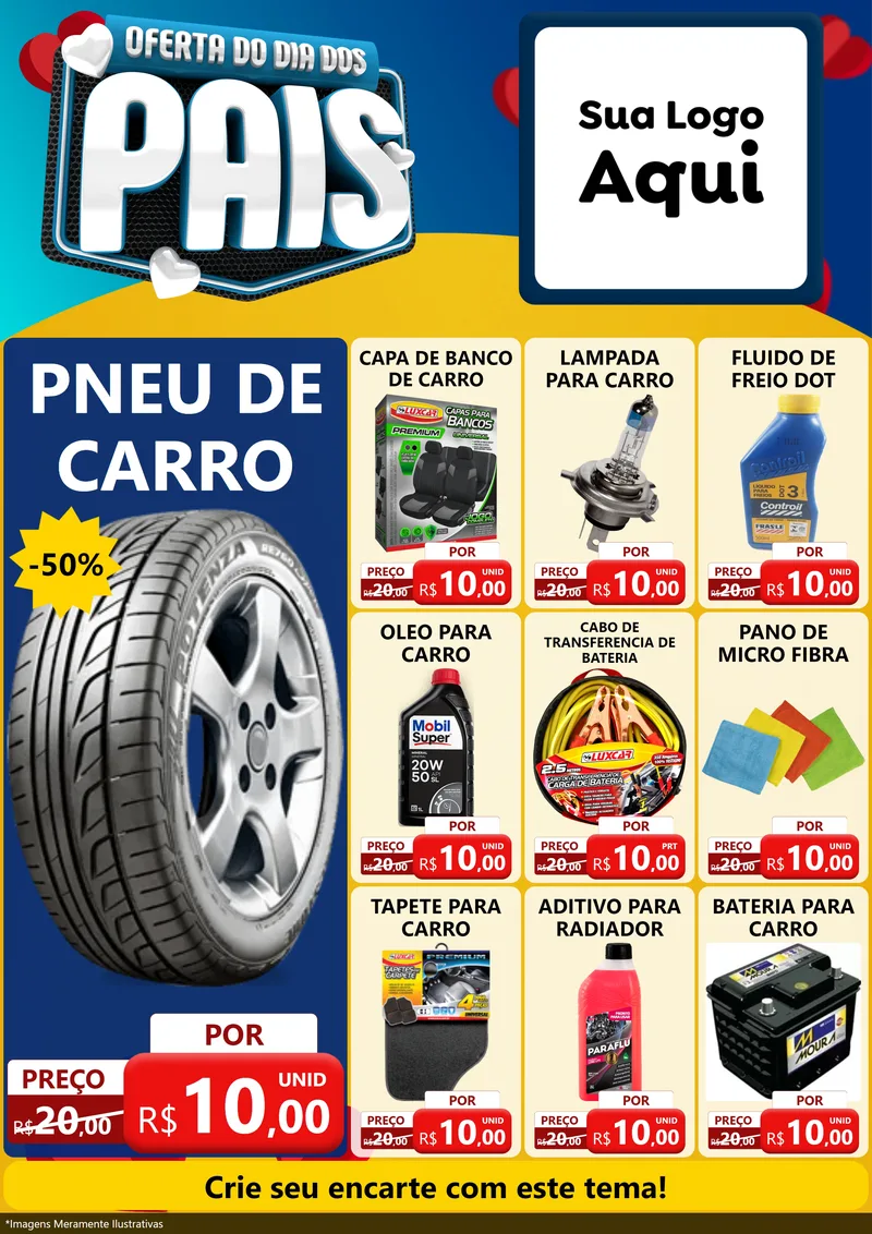 Modelo de Encarte para Encarte A4 Vertical com o tema Oferta Do Dia Dos Pais para Auto peças