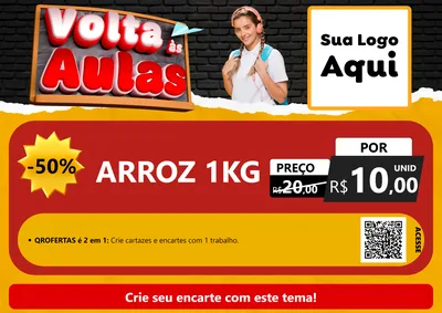 Modelo de Cartaz para Cartaz A4 Horizontal com o tema Volta Às Aulas para Supermercado