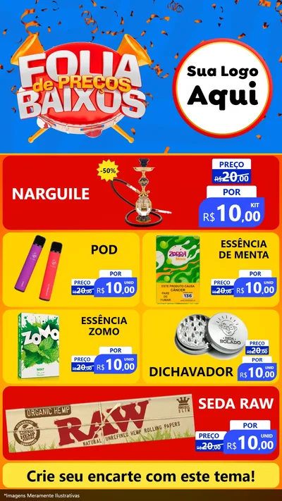 Modelo de TV para TV Vertical com o tema Folia de Preços Baixos para Tabacaria