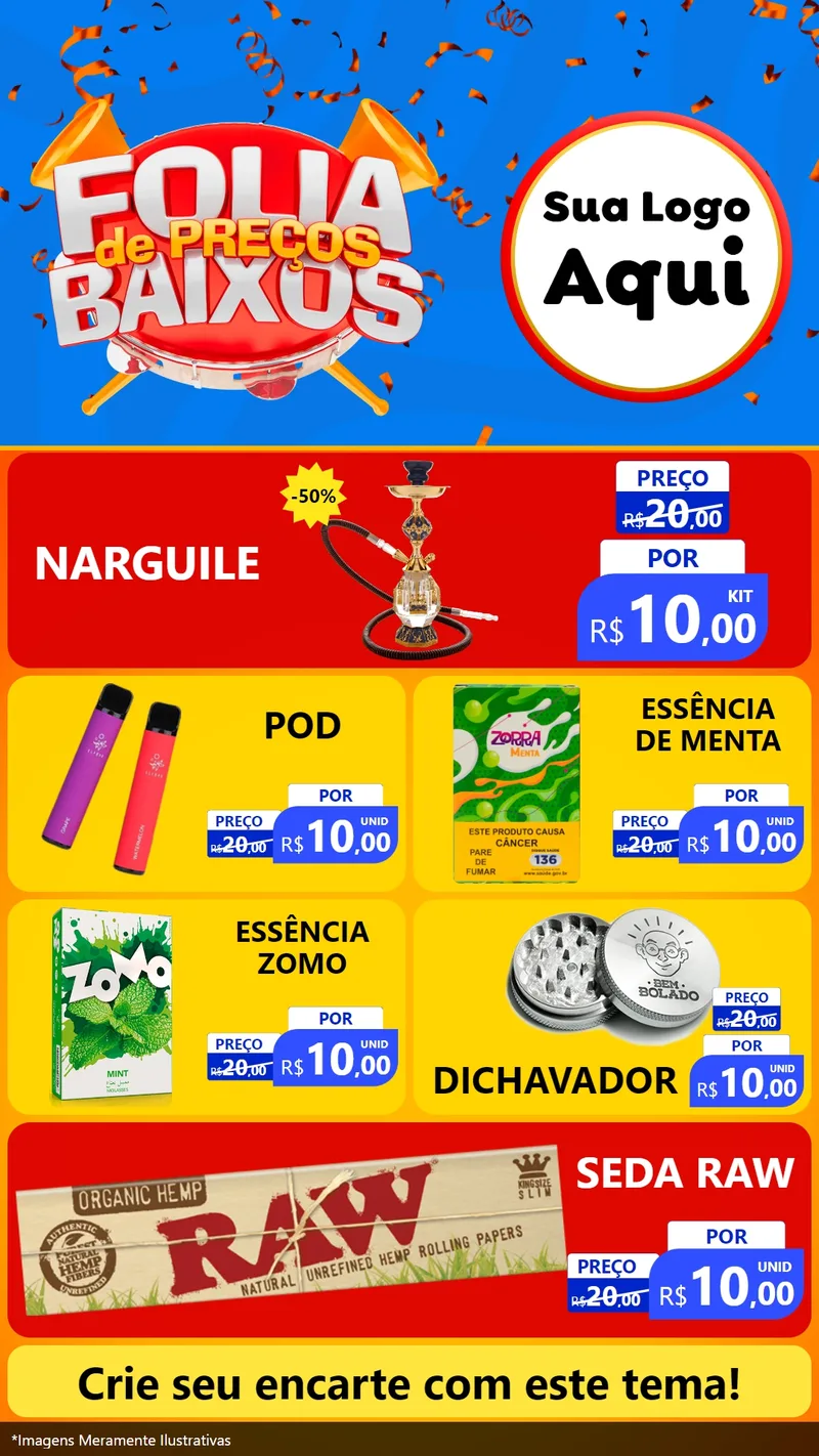 Modelo de TV para TV Vertical com o tema Folia de Preços Baixos para Tabacaria