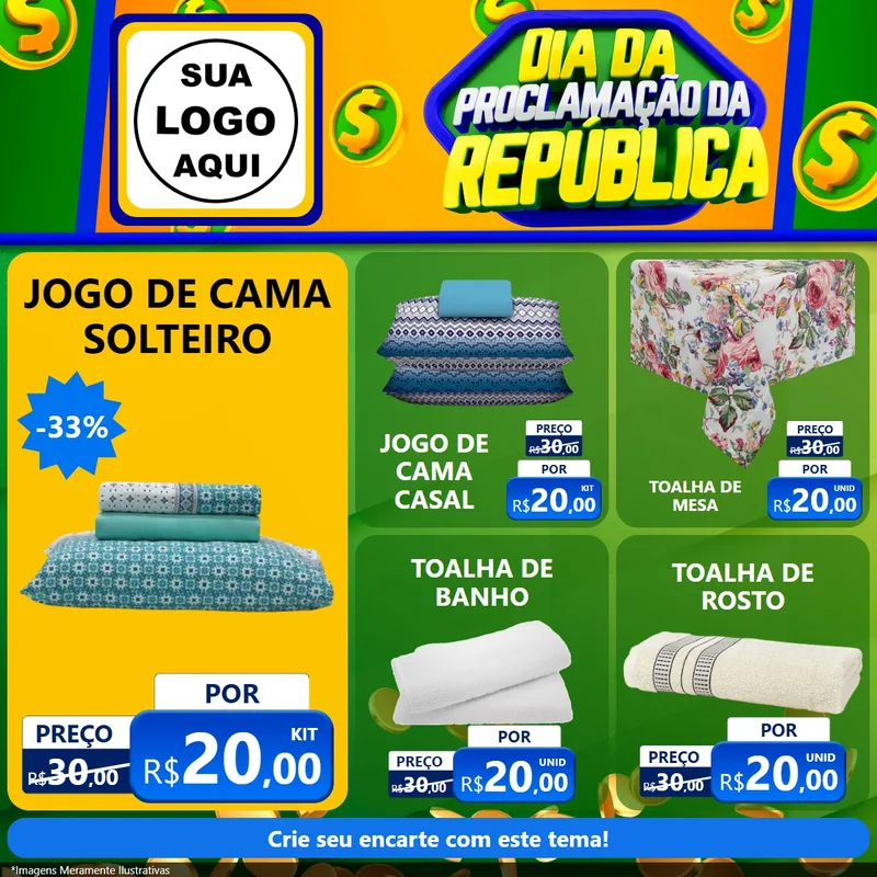 Modelo de Rede Social para Feed Facebook com o tema Dia Da Proclamação da República para Cama, Mesa e Banho