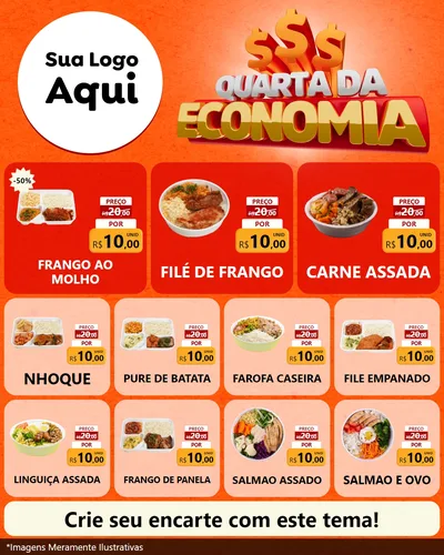 Modelo de Rede Social para Feed Instagram com o tema Quarta da Economia para Restaurante