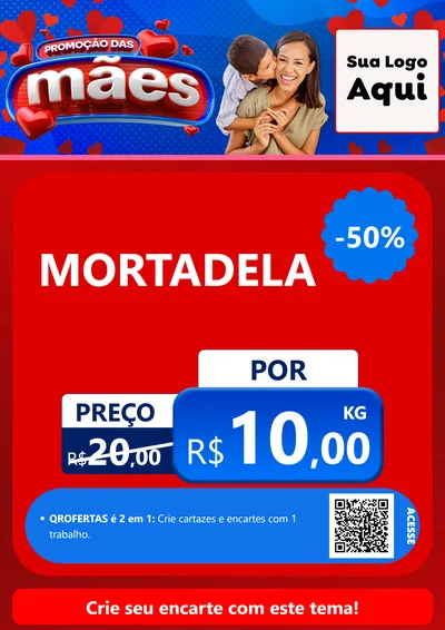 Modelo de Cartaz para Cartaz A4 Vertical com o tema Promoção das Mães para Frios e Laticínios